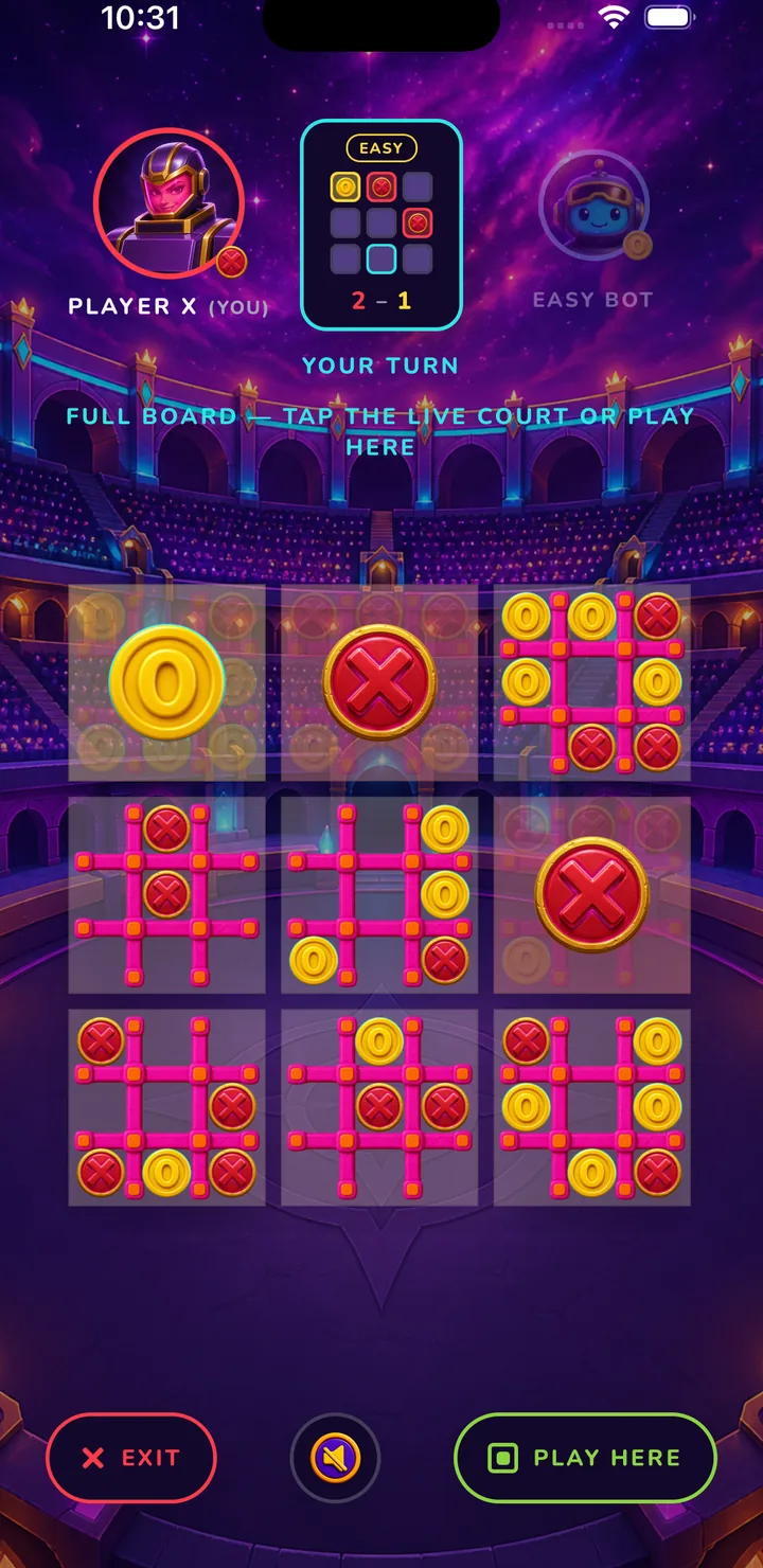 TicTacToe Squared match on the nine-court arena