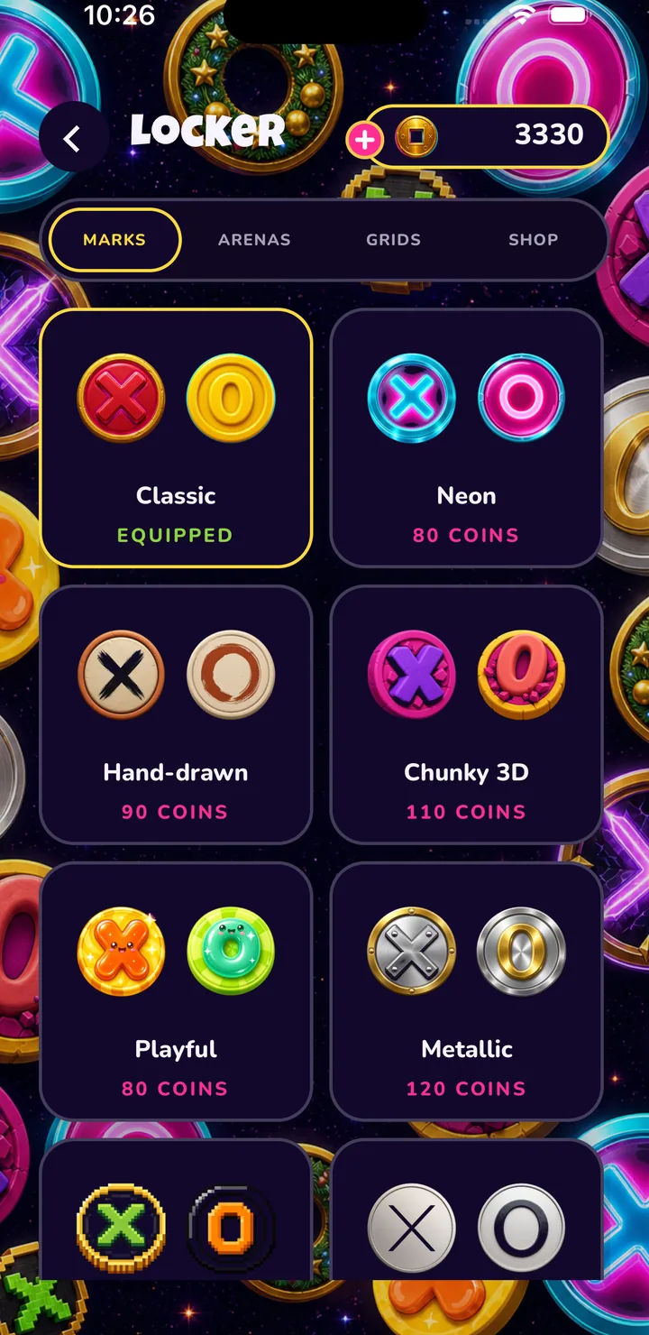 Locker Marks tab with cosmetic packs