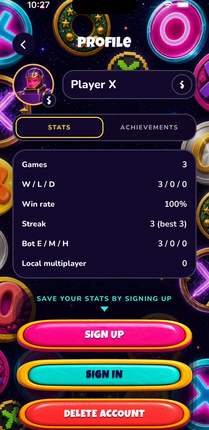 Player profile and match stats